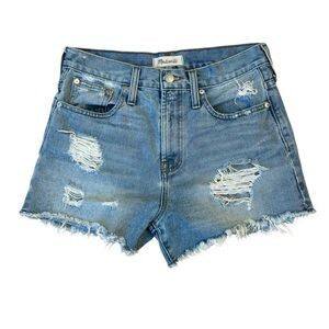 Madewell Blue Jean Shorts Distressed Style High Waist 25